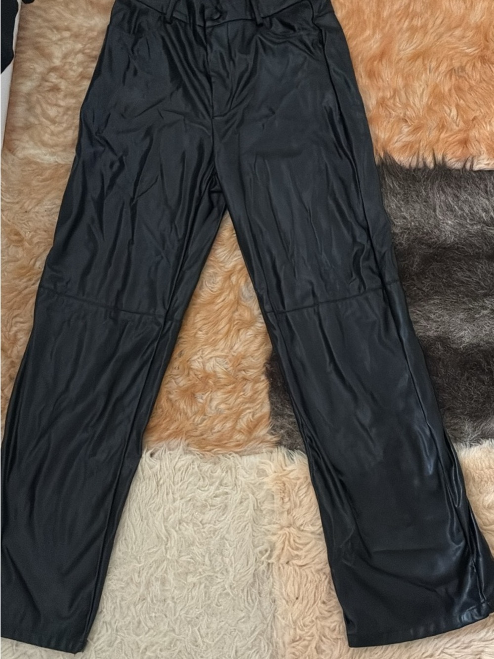 Men's Black Faux Leather Pants